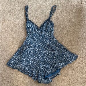 Princess Polly Blue Floral Thunderclouds Romper